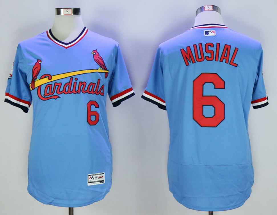 Cardinals 6 Stan Musial Light Blue Cooperstown Collection Flexbase Jersey